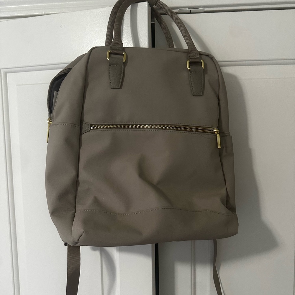 Gray Canvas Backpack with Dual Carry Options